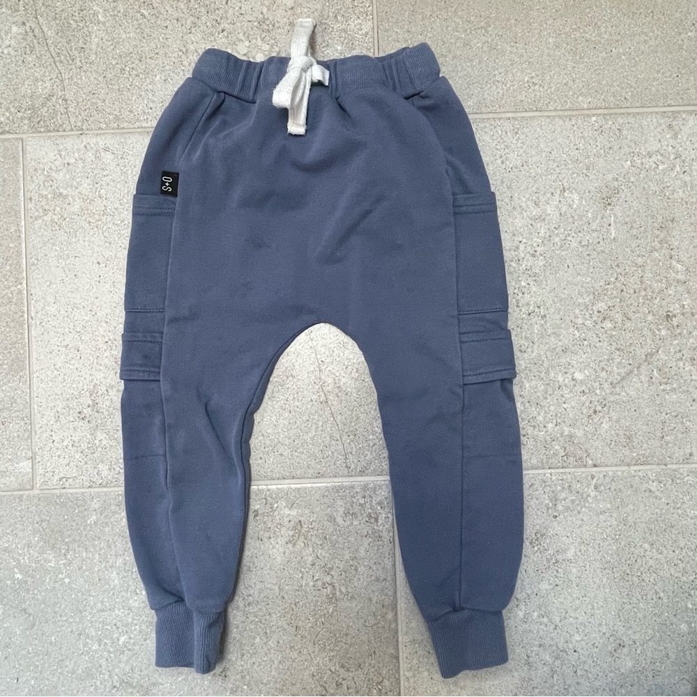 Olive + Scout Andie joggers, cotton cargo joggers in blue